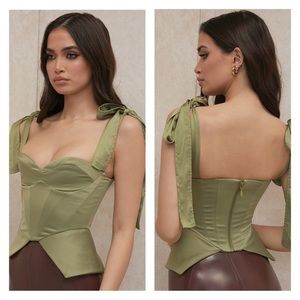 House of Cb Satin green corset top